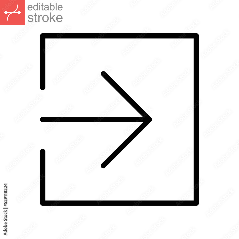 Aufkleber log in line icon. login square arrow simple sign for website and mobile app. approach symbol, entry 