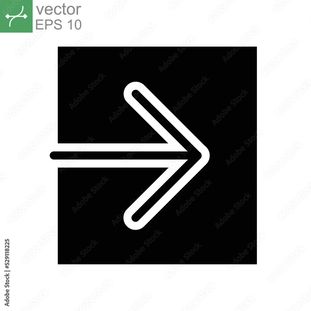 Poster log in glyph icon. login square arrow simple sign for website and mobile app. approach symbol, entry