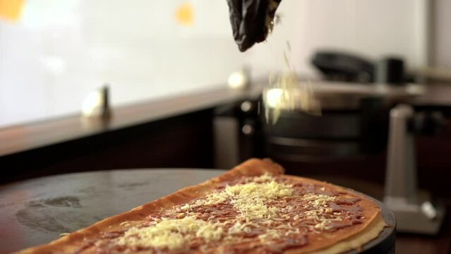 Slow motion queso de bola holland cheese crepe recipe black gloves