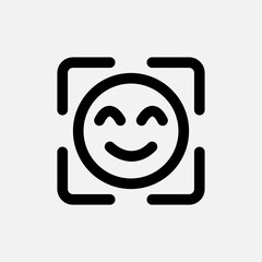 Face detection icon in line style about camera, use for website mobile app presentation