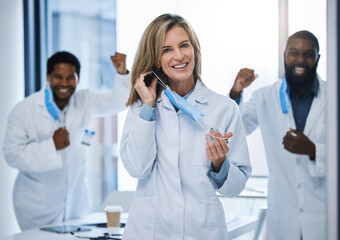 Doctors celebrate removing covid face mask at end of pandemic, celebration of virus done and...