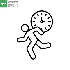 Late for work or meeting line icon. running businessman working late. Race against time to work logo for web and business mobile app. Vector illustration. design on white backgroundnya. EPS 10