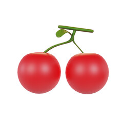 3d render red cherry fruit icon