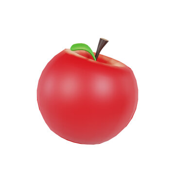 3d render red apple fruit icon