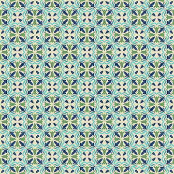Floral Vintage Tile Seamless Pattern Design, Geometric Seamless Pattern Design