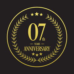 Fototapeta premium Luxury 07th years anniversary vector icon, logo. Graphic design element