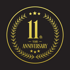 Luxury 11th years anniversary vector icon, logo. Graphic design element