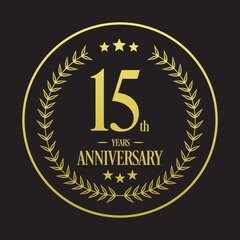 Luxury 15th years anniversary vector icon, logo. Graphic design element