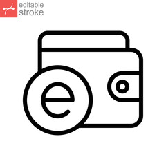 E-wallet line icon. digital wallet Can be used for web and mobile. Mobile banking, online finance e-commerce payment application for mobile phone vector illustration design on white background EPS 10
