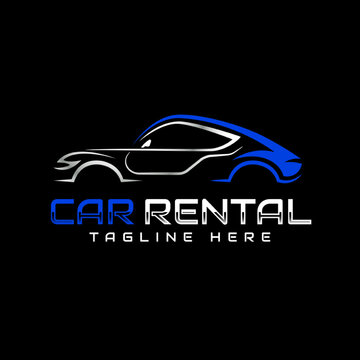 Modern car rental logo template .Racing car silhouette. Simple line car vector illustration.