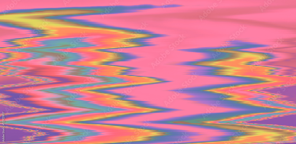 Poster Abstract glitchy texture with colorful wavy lines. Random grainy noise.
