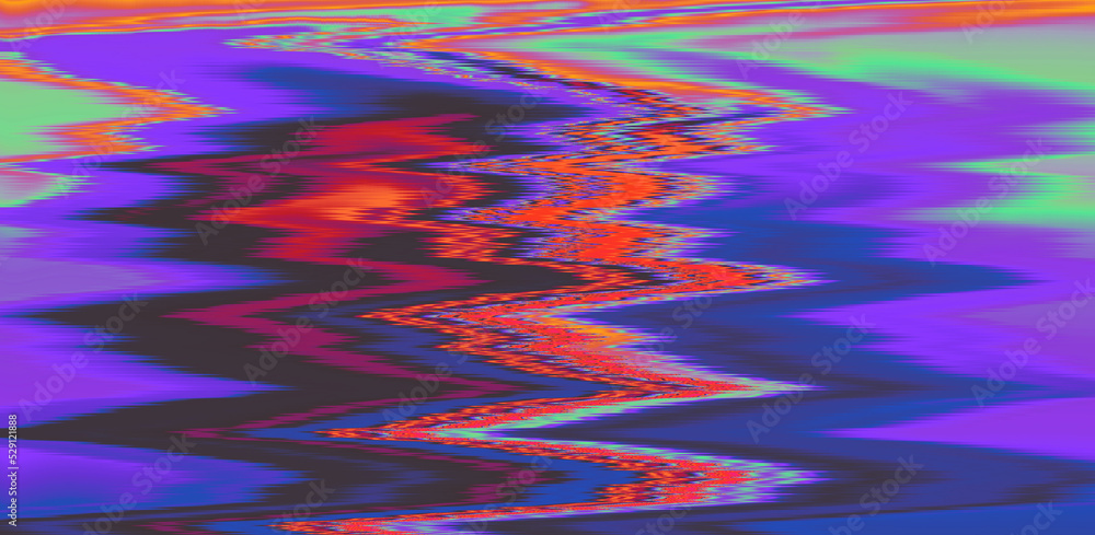 Poster Glitched TV screen with distorted lines. Texture with VHS datamoshing effect.