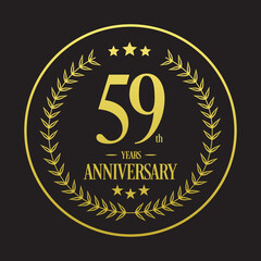 Luxury 59th years anniversary vector icon, logo. Graphic design element