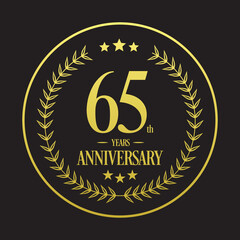 Luxury 65th years anniversary vector icon, logo. Graphic design element