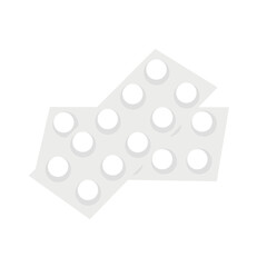 Pills in blister packs on white background