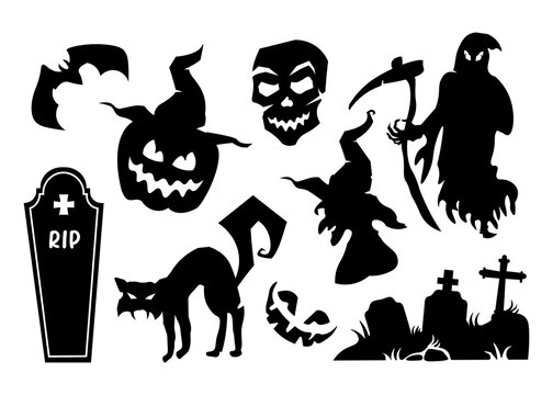 halloween graveyard cat pack vectror silhouette collection