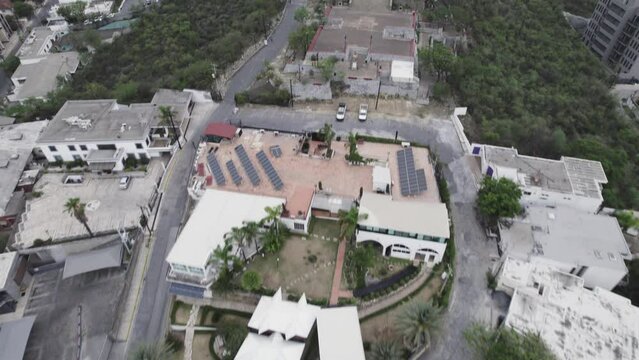 drone shoot at morning cloudy day at hasta bandera over obispado hill at Monterrey City, Mexico.