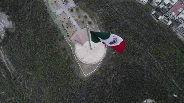 drone shoot at morning cloudy day at hasta bandera over obispado hill at Monterrey City, Mexico.