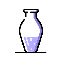 Glass chemistry flask. One purple glass tube.