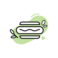 Plant-based meat icon. Line art hot-dog.
