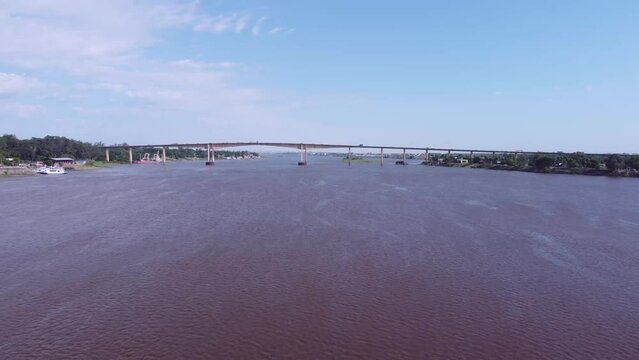 Aerial shot of the Puente Ramonso in Mariano Roque Alonso (Paraguay).
