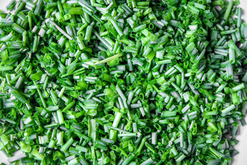 Fresh cut chives closeup view