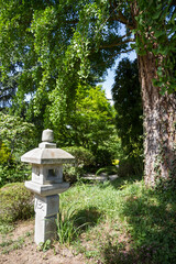 Stone lamp in a japanese garden