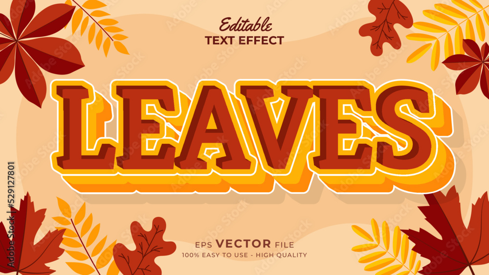 Poster editable text style effect - autumn text with maple leaves illustration