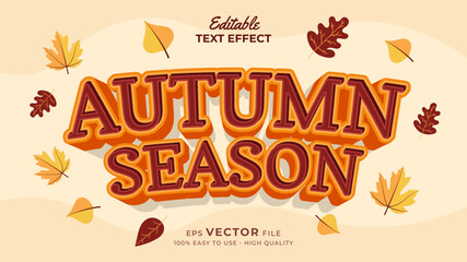 Editable text style effect - autumn text with maple leaves illustration