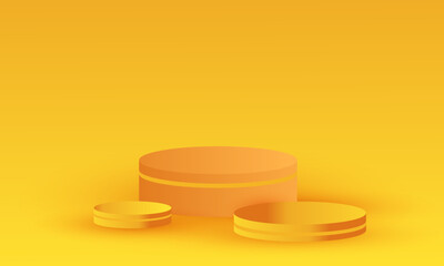 unique 3d realistic yellow cylinder different size