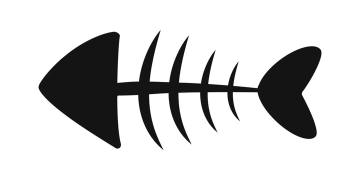 Fish skeleton with gnawed bones. Vector illustration.