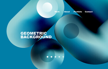 Website landing page abstract geometric background. Circles and round shapes. Web page for website or mobile app wallpaper