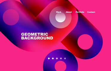 Circles and round shapes landing page abstract geometric background. Web page for website or mobile app wallpaper