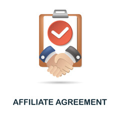 Affiliate Agreement icon. 3d illustration from affiliate marketing collection. Creative Affiliate Agreement 3d icon for web design, templates, infographics and more