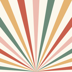 Ray burst concentric stripes vector background. Merry Christmas sunburst surface design. Retro Groovy aesthetic radial rays backdrop.