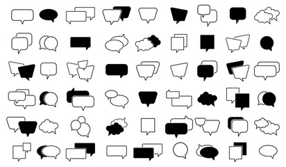 Speech Bubbles icon set.Simple bubble chat icons.Talk bubbles.Speech clouds chat collection.Message box communication.Speech balloon.