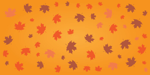 Fototapeta na wymiar Retro Style Texture of Many Colorful Fallen Maple Leaves of Various Sizes - Pattern Background Design, Seasonal Wallpaper Template for Web in Editable Vector Format