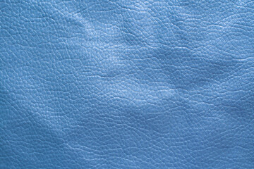 Genuine leather texture background. Blue artificial leather background.