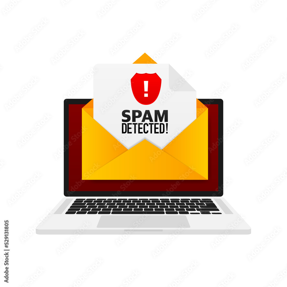 Poster red spam detected icon. phishing scam. hacking concept. cyber security concept. alert message