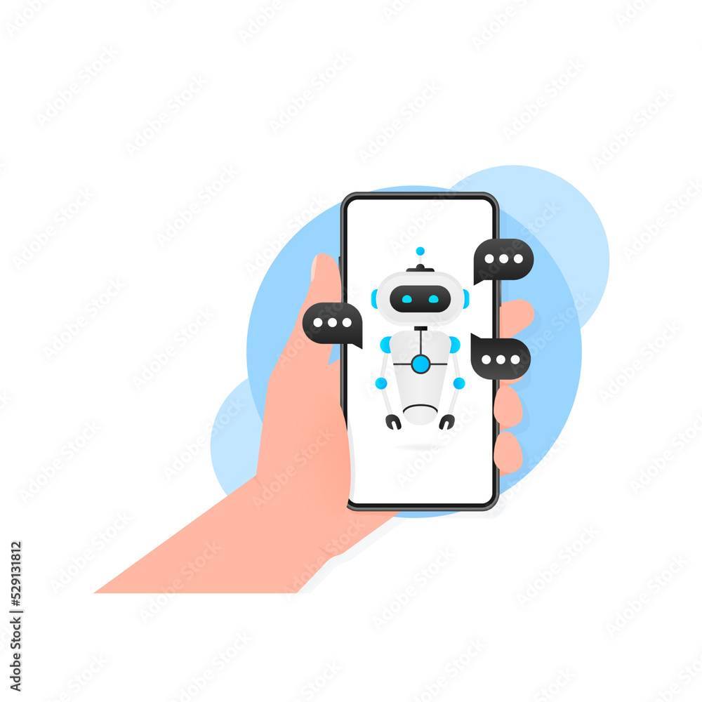 Poster chatbot icon concept, chat bot or chatterbot. robot virtual assistance of website or mobile applicat