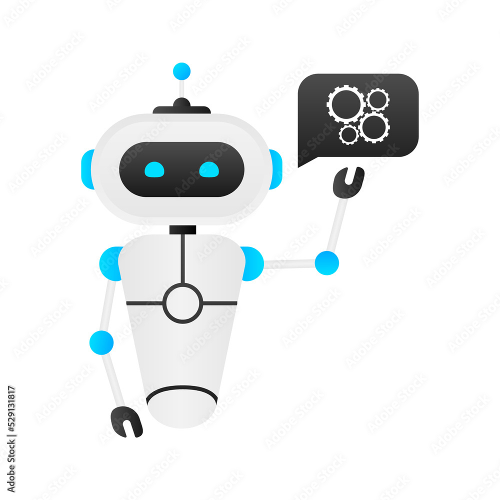 Poster chatbot icon concept, chat bot or chatterbot. robot virtual assistance of website or mobile applicat