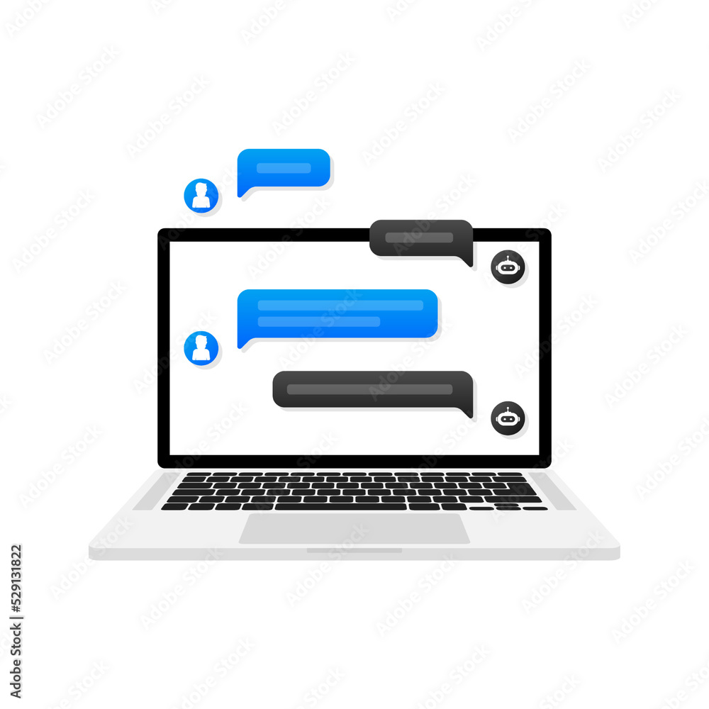 Poster chatbot icon concept, chat bot or chatterbot. robot virtual assistance of website or mobile applicat