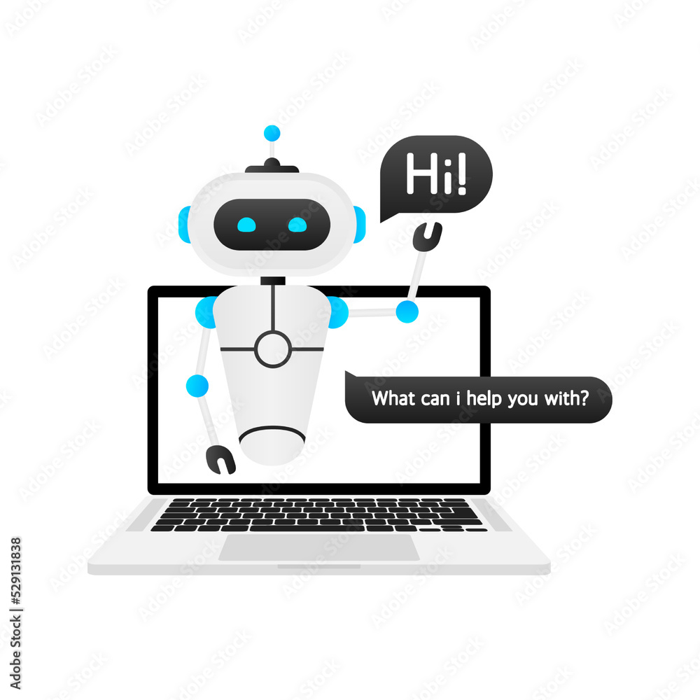 Poster chatbot icon concept, chat bot or chatterbot. robot virtual assistance of website or mobile applicat
