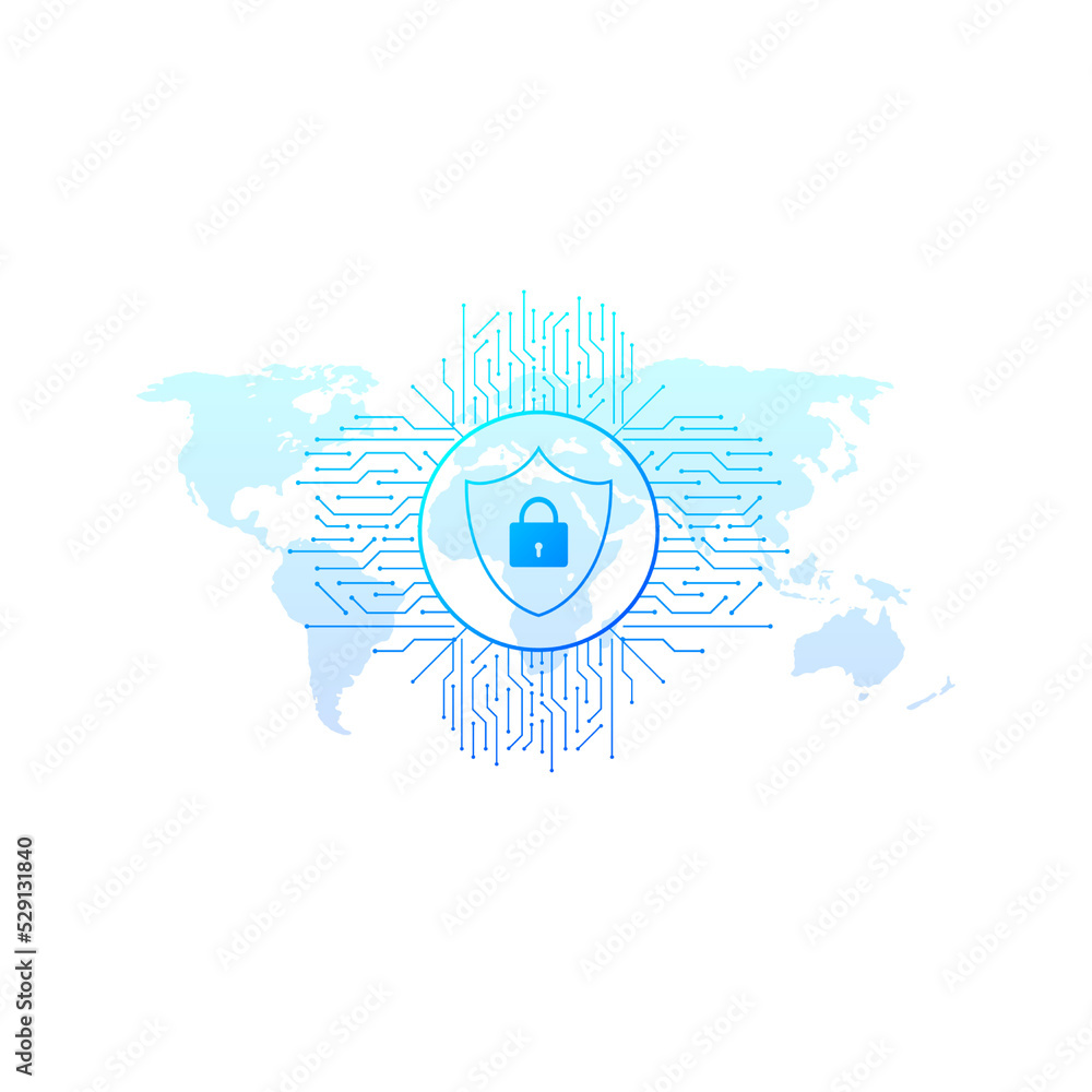 Poster Abstract banner. Cyber security in 3d style. Communication technology. Database system
