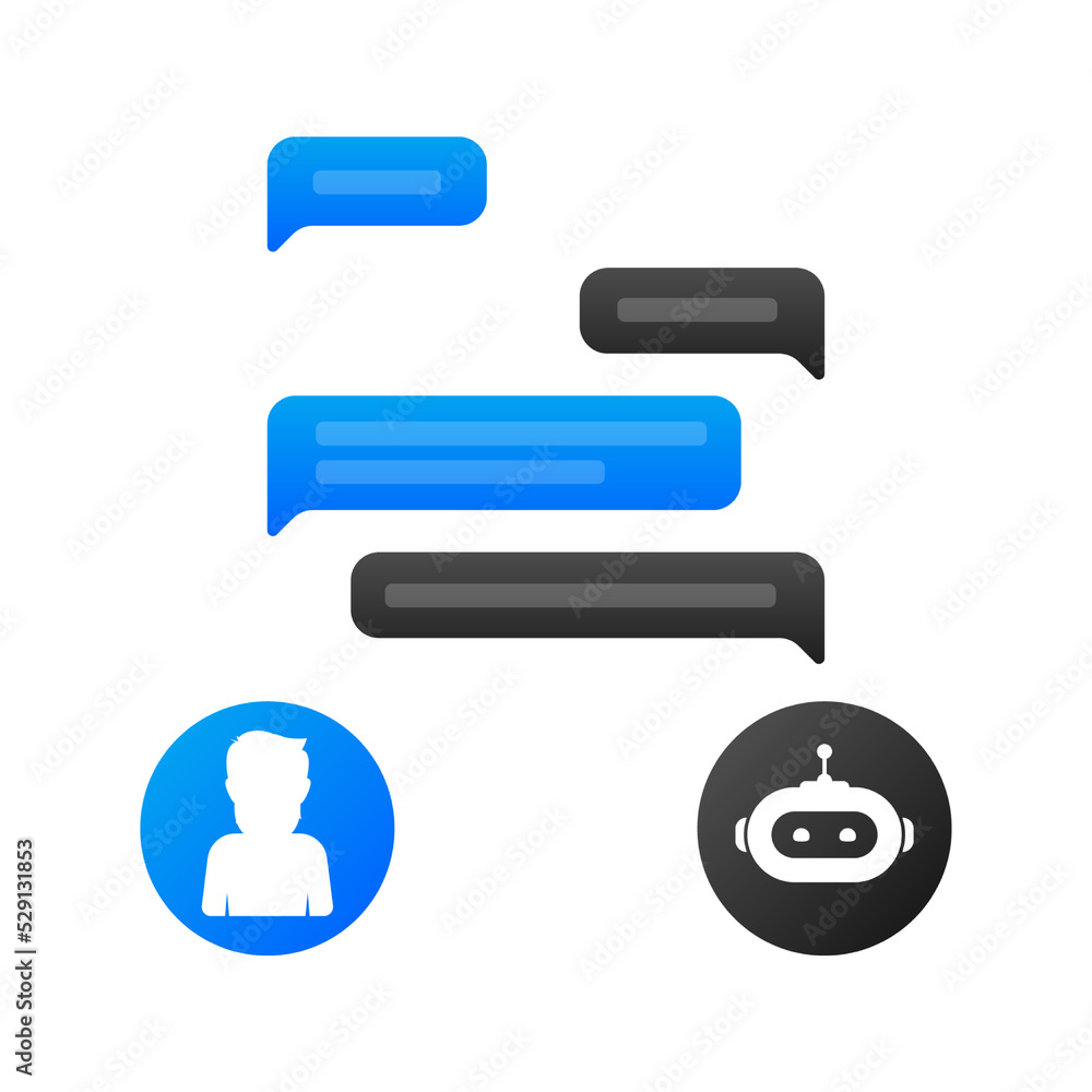 Poster chatbot icon concept, chat bot or chatterbot. robot virtual assistance of website or mobile applicat