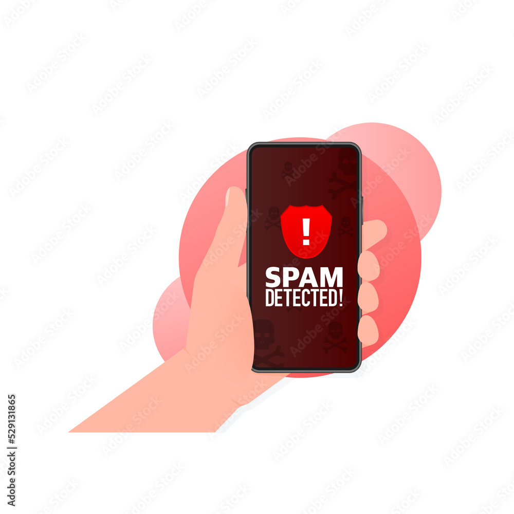 Poster red spam detected icon. phishing scam. hacking concept. cyber security concept. alert message