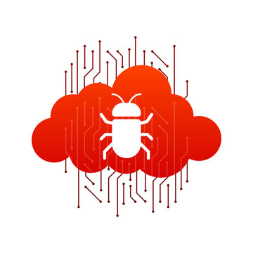 Virus cloud. Searching virus. Microbe icon. Cyber secure