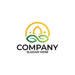 nature leaf logo concept, nature people logo template