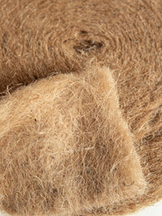 Jute insulation closeup. Coconut roll