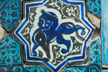 Antiqueblue blue wall tiles. Selkuj period. 13th century. Konya, Turkey